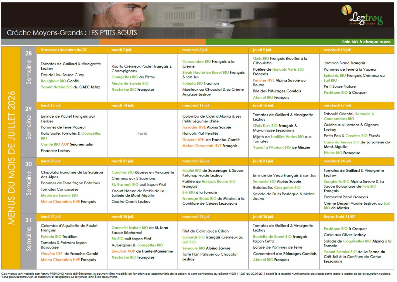 MENUS MOYENS GRANDS